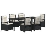 vidaXL Ensemble de Salle à Manger de Jardin 7 Pièces Noir Rattan Poly