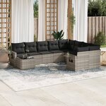 vidaXL Salon de jardin avec coussins 10 Pièces gris clair résine tressée