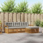 vidaXL Ensemble de canapés d'extérieur 4 pc Gris Naturel et Clair