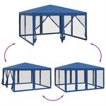 vidaXL Tente de fête avec 8 parois latérales en maille bleu 4x4m PEHD