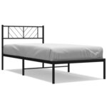 vidaXL Cadre de lit métal sans matelas avec tête de lit noir 90x190 cm