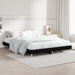 vidaXL Cadre de lit noir 135x190 cm bois d'ingénierie