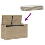 vidaXL Banc de rangement extérieur coussin beige 100 cm résine tressée