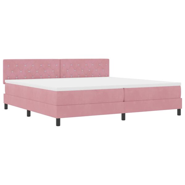 vidaXL Lit à ressorts avec matelas Rose 200 x 200 cm Velours