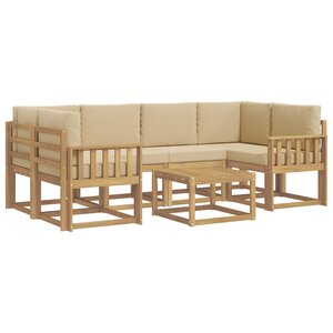 vidaXL Ensemble de canapés d'extérieur 7 Pièces Blanc et Beige