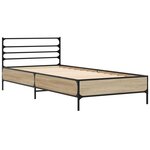 vidaXL Cadre de lit chêne sonoma 100x200 cm bois d'ingénierie et métal
