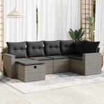 vidaXL Salon de jardin 6 Pièces avec coussins gris résine tressée