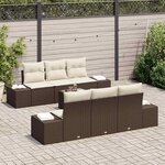 vidaXL Ensemble de canapé de jardin 7 Pièces Marron polyrotin