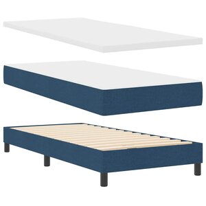 vidaXL Lit à ressorts avec matelas Bleu 90 x 190 cm tissu
