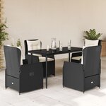 vidaXL Ensemble à manger de jardin coussins 5Pièces Noir Résine tressée