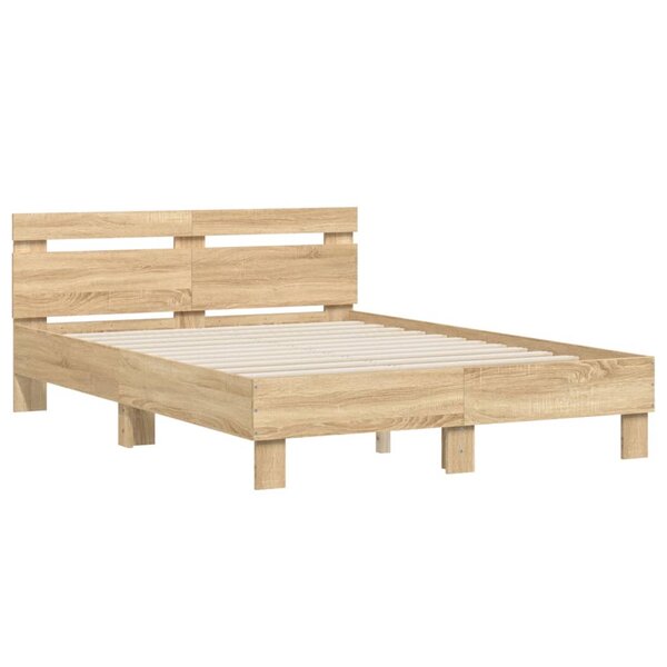 vidaXL Cadre de lit avec tête de lit chêne sonoma 135x190 cm