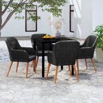 vidaXL Ensemble à manger de jardin avec coussins 5 Pièces Noir
