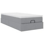 vidaXL Cadre de lit ottoman et matelas gris clair 100x200 cm tissu