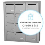 Bloc collectif Leabox  3x4  grade 3  simple face  intérieur  fixation murale  gris clair ral 7035 finition brillante