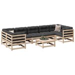 vidaXL Salon de jardin 8 Pièces avec coussins bois de pin massif