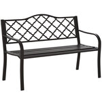 Banc 3 places de jardin terrasse style rural chic 128L x 60l x 89H cm métal époxy anticorrosion fonte brun