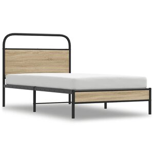 vidaXL Cadre de lit sans matelas 100x200 cm chêne fumé bois ingénierie