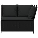 vidaXL Salon de jardin 3 Pièces avec coussins noir résine tressée