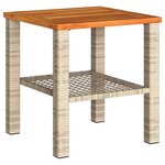 vidaXL Table de jardin beige 40x40x42 cm résine tressée et bois acacia