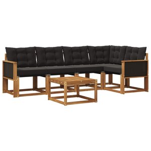 vidaXL Ensemble de canapés d'extérieur 6 pc Naturel et noir
