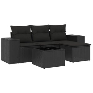 vidaXL Salon de jardin 5 Pièces avec coussins noir résine tressée
