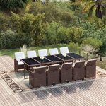 vidaXL Ensemble à dîner de jardin coussins 11Pièces Résine tressée Marron