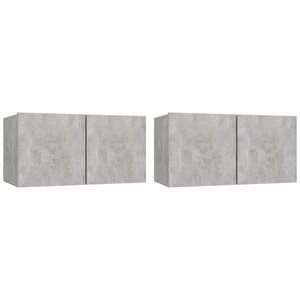 vidaXL Meubles TV suspendus 2 Pièces Gris béton 60x30x30 cm