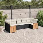 vidaXL Salon de jardin 7 Pièces avec coussins noir résine tressée