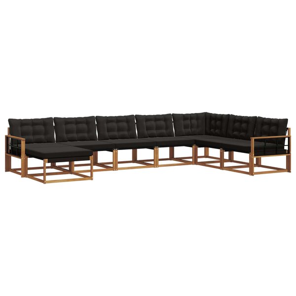 vidaXL Ensemble de canapés d'extérieur 8 pc Naturel et Noir