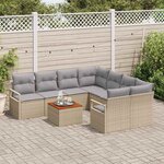 vidaXL Ensemble de canapé de jardin 9 Pièces Beige Poly rotin