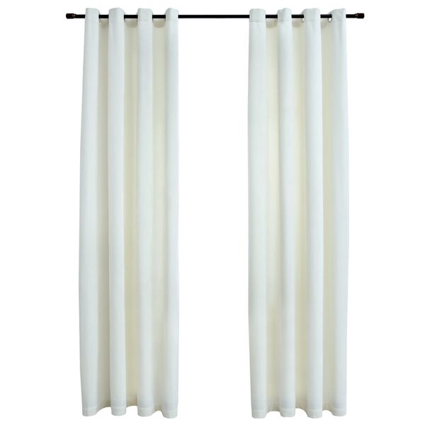 vidaXL Rideaux occultants avec anneaux 2 Pièces Velours Crème 140x225 cm