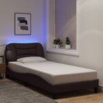 vidaXL Cadre de lit avec LED sans matelas marron foncé 80x200 cm tissu