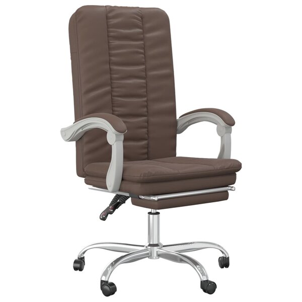 Chaise fauteuil siège pivotante de inclinable de bureau informatique étude similicuir brun 02_0024256