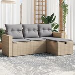 vidaXL Salon de jardin avec coussins 4Pièces mélange beige résine tressée