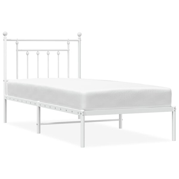 vidaXL Cadre de lit métal sans matelas avec tête de lit blanc 90x200cm