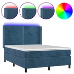 vidaXL Sommier à lattes de lit matelas et LED Bleu foncé 140x200 cm