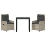 Ensemble de Salle à Manger de Jardin vidaXL 3 Pièces en Rattan Gris Clair Poly