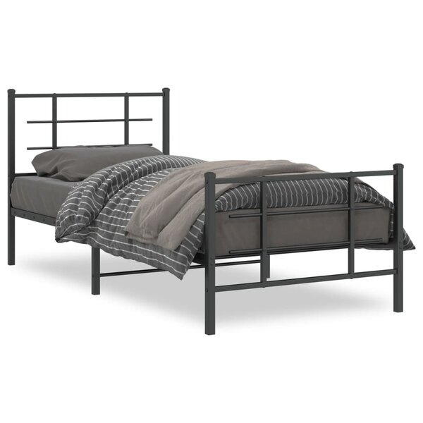 vidaXL Cadre de lit métal sans matelas avec pied de lit noir 90x200 cm