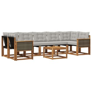 vidaXL Ensemble de canapés d'extérieur 8 pc Naturel et gris clair