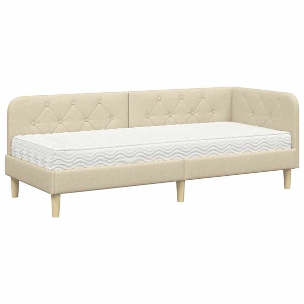vidaXL Cadre de lit d'angle Crème 80 x 200 cm tissu