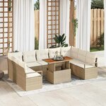 vidaXL Ensemble de canapé de jardin 10 Pièces Beige Poly rotin