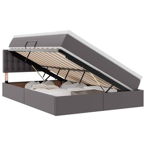 vidaXL Lit avec rangement et LED Gris 140 x 200 cm Cuir synthétique