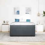 vidaXL Cadre de lit avec matelas Gris foncé 140 x 200 cm tissu