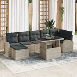 vidaXL Ensemble de 8 Canapés de Jardin avec Coussins Gris Clair en Rattan