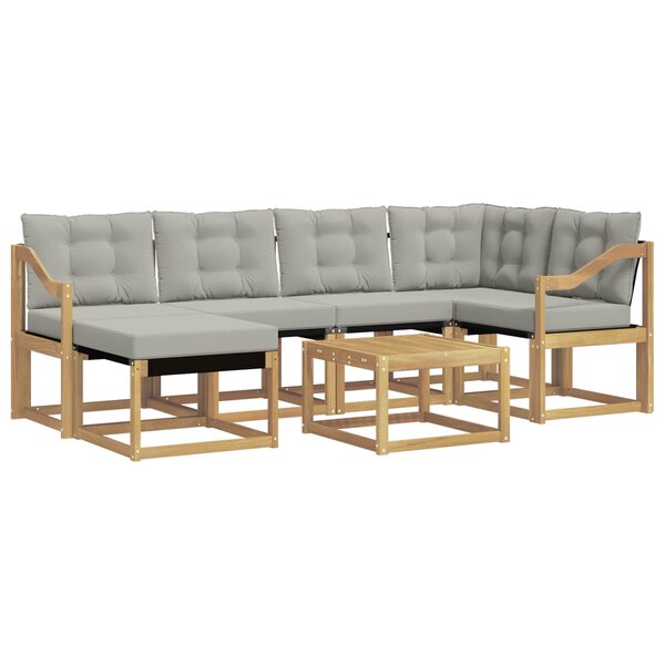 vidaXL Ensemble de canapés d'extérieur 7 pc Blanc et gris clair