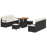 vidaXL Ensemble de canapé de jardin 9 Pièces Noir Poly rotin
