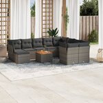 vidaXL Salon de jardin 11 Pièces avec coussins gris résine tressée