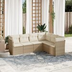 vidaXL Salon de jardin avec coussins 6 Pièces beige résine tressée