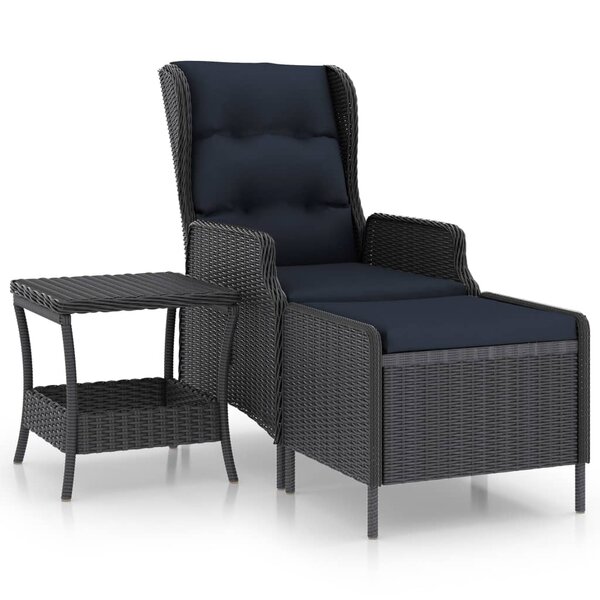 vidaXL Salon de jardin 2 Pièces avec coussins résine tressée gris foncé