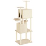 vidaXL Arbre à chat avec griffoirs en sisal Crème 180 cm